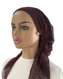 TT2390-25 Burgundy Hairpin Lace  Timeless Fit Pre-Tied Bandanna