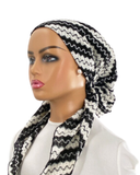 Ahead Black/White Crochet Waves Timeless Fit Pre-Tied Bandanna