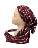 Royal T Burgundy Rainbow Lines Print Pre-Tied Bandanna with Velvet Grip