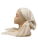 TSFVS-SH-CR Cream Shimmer Lined Pre-Tied Bandanna with Velvet Grip