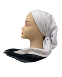 Royal T Solid White / Black Border Pre-Tied Bandanna with Velvet Grip