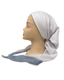 TSFVP-WH-SL Solid White / Silver Border Pre-Tied Bandanna with Velvet Grip