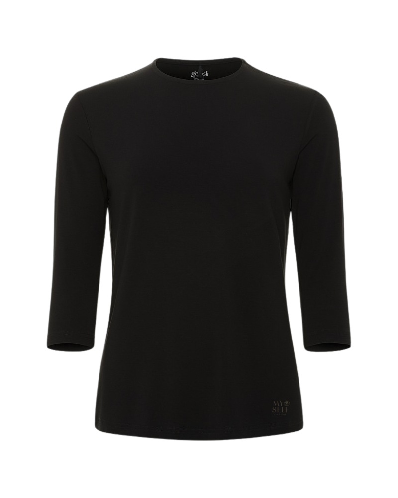 Gemsli SH366 Black Modal 3/4 Sleeve Shell Myselflingerie.com