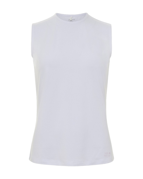Gemsli SH367 White Modal Sleeveless Shell Adjustable Neck Myselflingerie.com