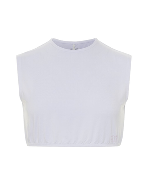 Gemsli White Modal Sleeveless Crop Shell Adjustable Neck