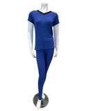 Jackie O'Loungewear Perriblue Short Sleeve Ribbed V Neck Pajamas Set