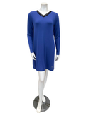 Jackie O'Loungewear Perriblue Ribbed V Neck Lace Long Sleeves Modal Nightshirt