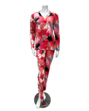 Oh! Zuza 4301 Fuchsia Mix Floral Tones Copper Velour Pajamas Set Myselflingerie.com