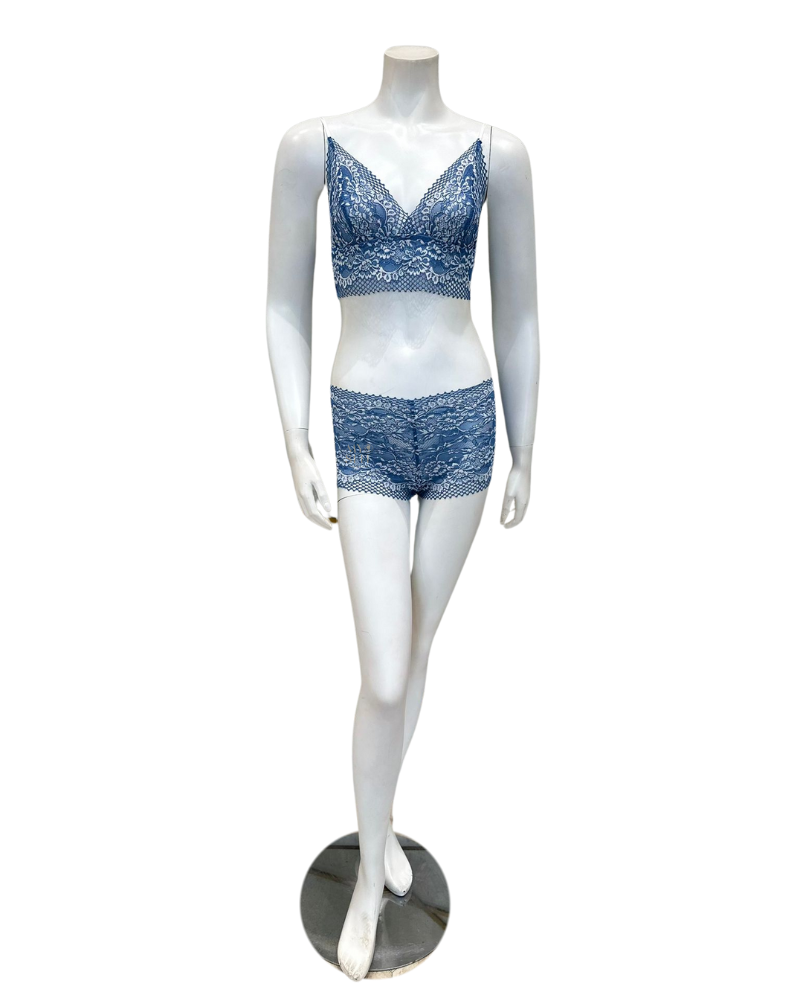 Oh! Zuza Sea Blue / White Lace Bralette Set