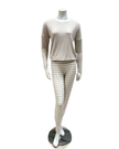 4345 Beige Melange Ribbed Modal Pajamas Set