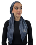 Navy Shimmer Pre-Tied Bandanna with Full Grip