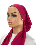 IT2394-25 Pink Cherry Micro Ribbed Israeli Style Long Tails Pre-Tied Bandanna