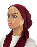 IT2394-25 Dark Burgundy Micro Ribbed Israeli Style Long Tails Pre-Tied Bandanna