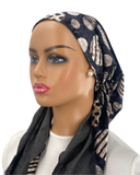 P2380-25 Black Velour Circles Classic Fit Pre-Tied Bandanna