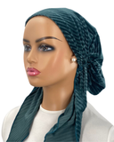 TT2414-25 Teal Velvet Stripes Timeless Fit Pre-Tied Bandanna