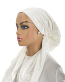 P2413-25 White Chevron Sheen Classic Fit Pre-Tied Bandanna