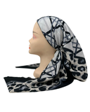 TSFVP-PP-OB-GR Grey Paw Print Trim Open Back Pre-Tied Bandanna with Velvet Grip