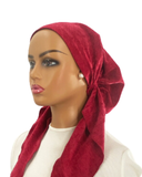 Ahead Magenta Melange Velvet Versatile Style Long Tails Open Back Pre-Tied Bandanna