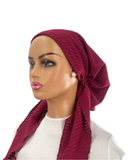 Ahead Raspberry Rippled Versatile Style Long Tails Open Back Pre-Tied Bandanna