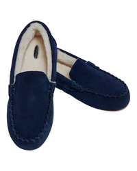 Petite Plume SLSWNAY Navy Suede Slippers Myselflingerie.com