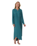 Me Moi Teal Pintuck Button Down Modal Nightgown