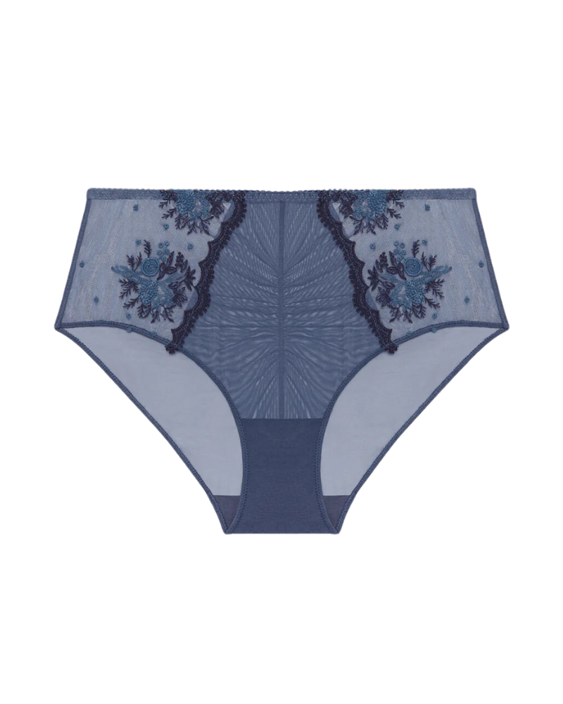 Simone Perele 1E2770 Cinder Blue Intrigue Sheer Retro Brief Myselflingerie.com