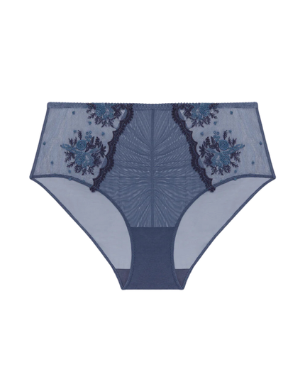 Simone Perele 1E2770 Cinder Blue Intrigue Sheer Retro Brief Myselflingerie.com