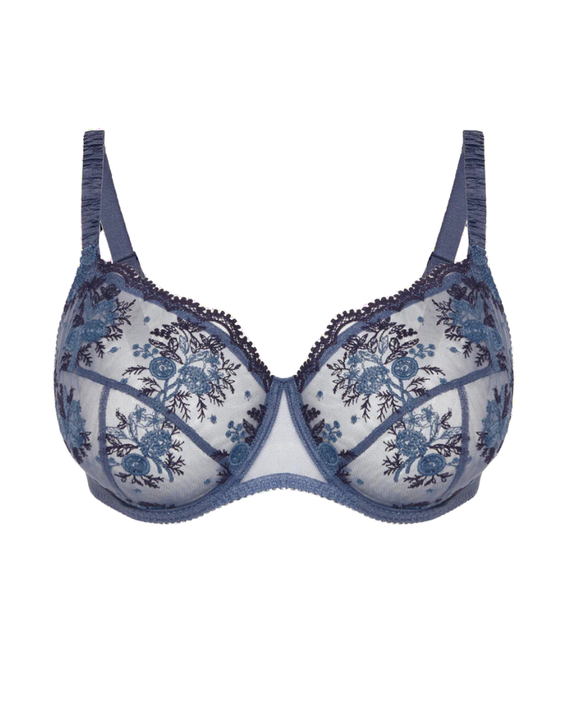 Simone Perele 1E2320 Cinder Blue Intrigue Sheer Full Coverage Underwire Bra Myselflingerie.com