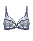 Simone Perele 1E2319 Cinder Blue Intrigue Sheer Plunge Underwire Bra Myselflingerie.com