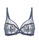 Simone Perele 1E2319 Cinder Blue Intrigue Sheer Plunge Underwire Bra Myselflingerie.com