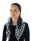 Tie Ur Knot Black with Houndstooth Border Square Scarf Myselflingerie.com