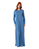 Pen-ky Dusty Blue Braided Trim Cotton Coverall Nursing Nightgown