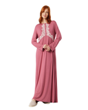 12957 Antique Rose Wing Style Lace Trim and Cuff Cotton Button Down Nightgown