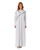 12921 White with Black Trim Snap Front Cotton Nightgown