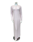 Verdiani 4203 Angel Pink Embroidered Flowers Sheer Shoulder Button Down Modal Nightgown Myselflingerie.com