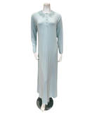 Verdiani 4232 Aqua Lace Neck Detail Button Down Modal Nightgown Myselflingerie.com