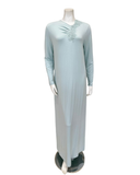 Verdiani 4233 Aqua Lace Motif Gathered Pull On Modal Nightgown Myselflingerie.com