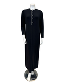 Velvet AL854BLK Solid Black with White Piping Button Down Modal Nightgown Myselflingerie.com