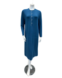 Velvet AL868SBL Solid Blue with White Piping Button Down Modal Nightshirt Myselflingerie.com