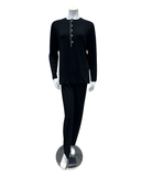 Velvet Solid Black with White Piping Modal Pajamas Set