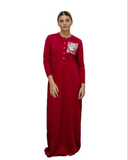 Chicolli N5096-25A Burgundy Boho Cotton Button Down Nightgown Myselflingerie.com