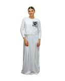 N5096-25B White Boho Cotton Nursing Nightgown