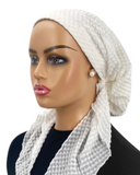 Ahead White Pucker Gingham Classic Fit Pre-Tied Bandanna