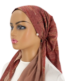 IT2477-25 Mauve Polished Israeli Style Long Tails Pre-Tied Bandanna