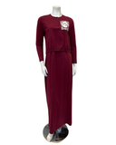 Chicolli N5096-25B Burgundy Boho Cotton Nursing Nightgown Myselflingerie.com