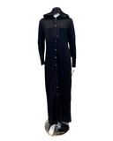 Sparrow C-7090 Colored Snaps Black Jersey Hooded Lounger Morning Robe Myselflingerie.com