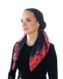 Tie Ur Knot Black With Red Snakeskin Border Adjustable Pre-Tied Bandanna with Full Grip Myselflingerie.com