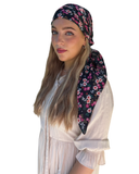 Black Liberty Floral Square Scarf with Invisible Grip