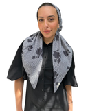 Scarf Bar Houndstooth Floral Classic Pre-Tied Bandanna with Velvet Grip