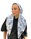 Blue Watercolor Rose Classic Pre-Tied Bandanna with Velvet Grip